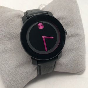 Magnificent black Movado watch with pink